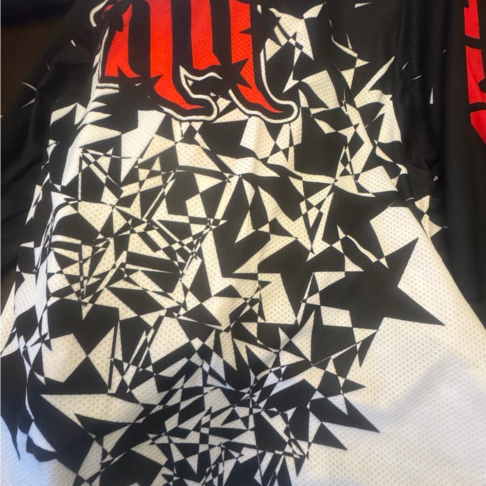 Black and White Geometric Patterned motocross shirt and riding pants